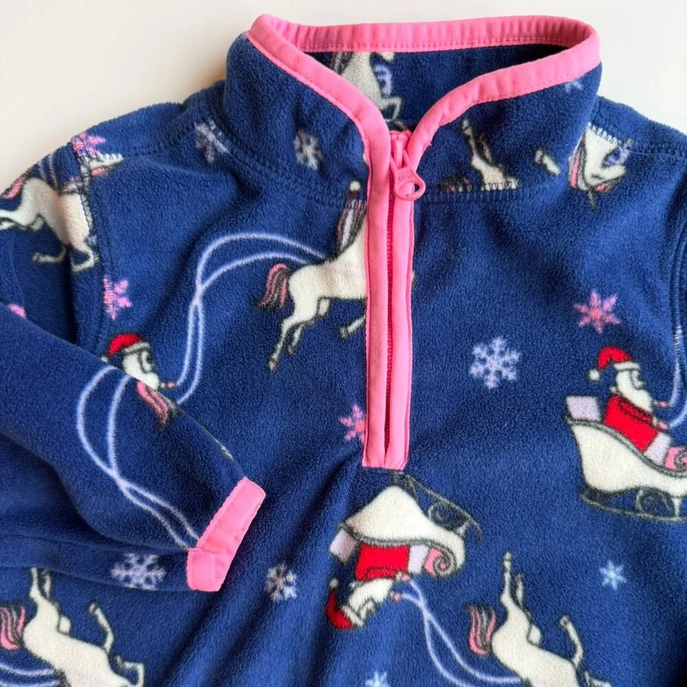 Baby Girl Fleece Jacket Pull Over 18M Unicorns Santa Christmas
